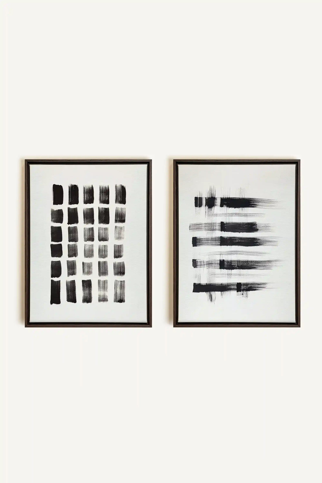 LINEAR CONTRAST DUO, 2 Oeuvres sur toile étirée, encadré Brun Noyer