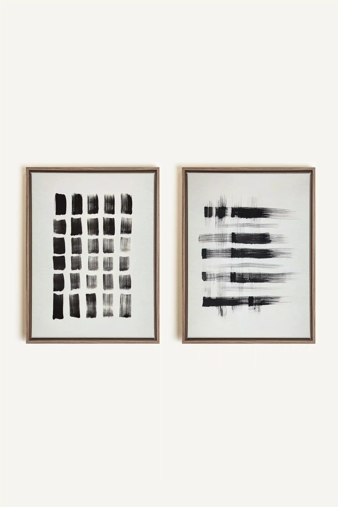 LINEAR CONTRAST DUO, 2 Oeuvres sur toile étirée, encadré Brun Chêne