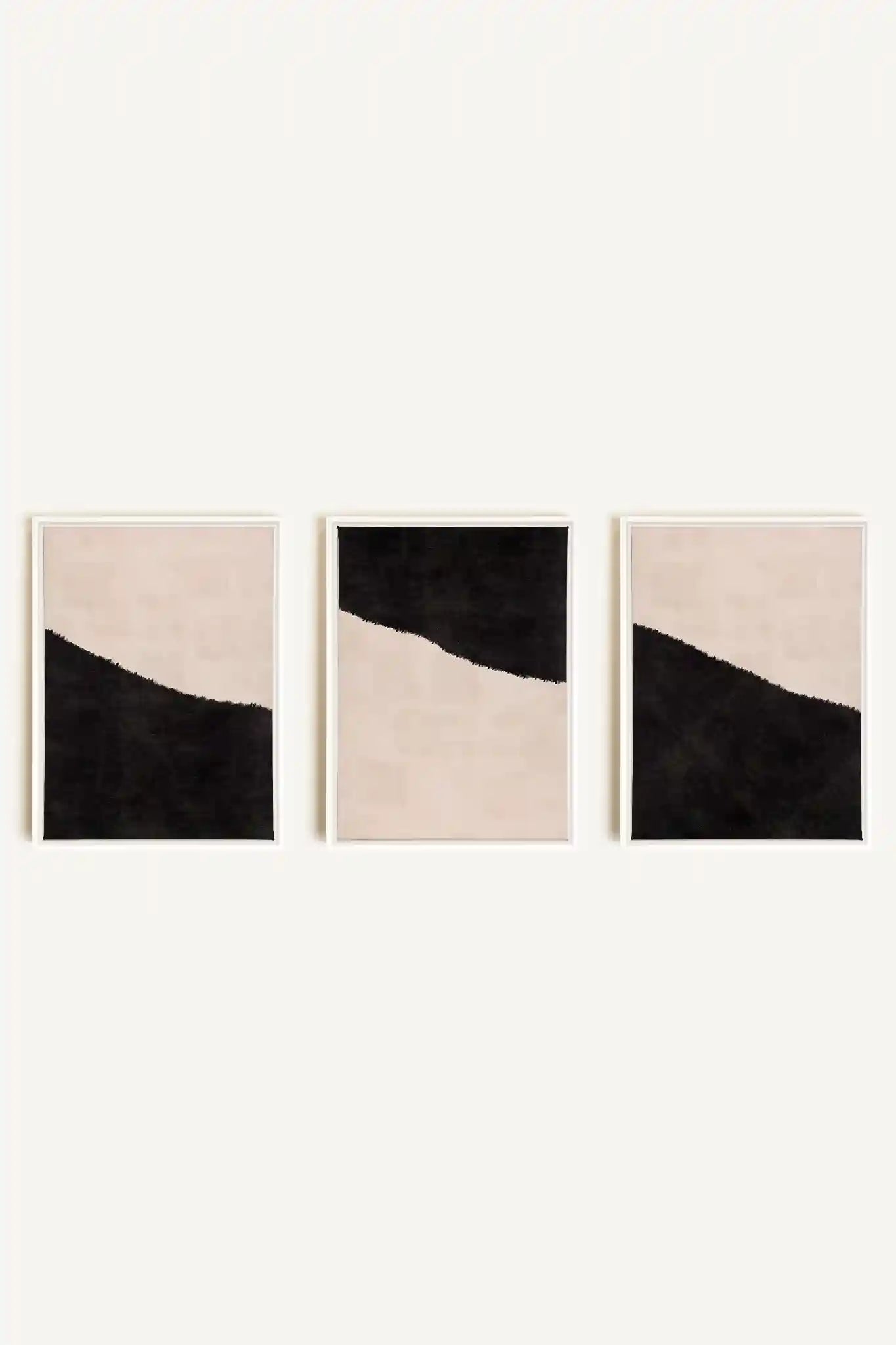 LUXE TRIO, 3 Oeuvres sur toile étirée, encadré Blanc