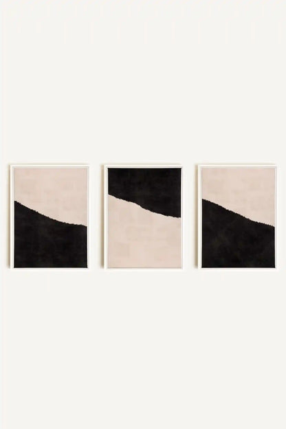 LUXE TRIO, 3 Oeuvres sur toile étirée, encadré Blanc
