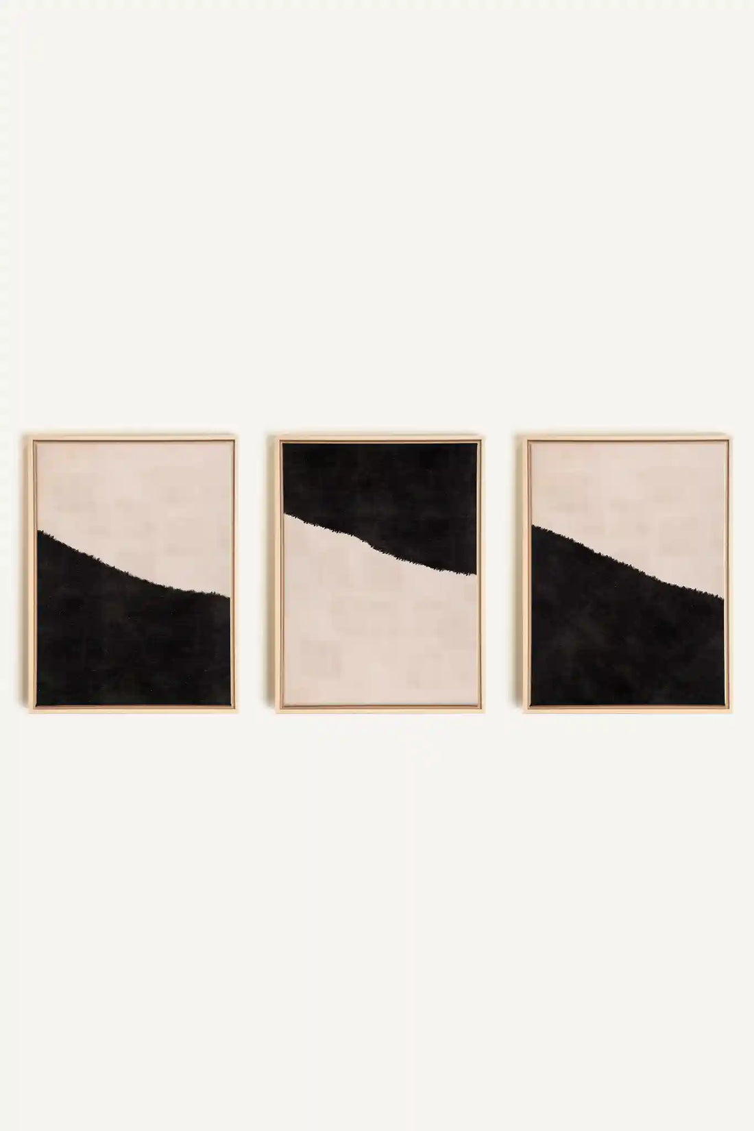LUXE TRIO, 3 Artworks on stretched canvas, framed Natural Light