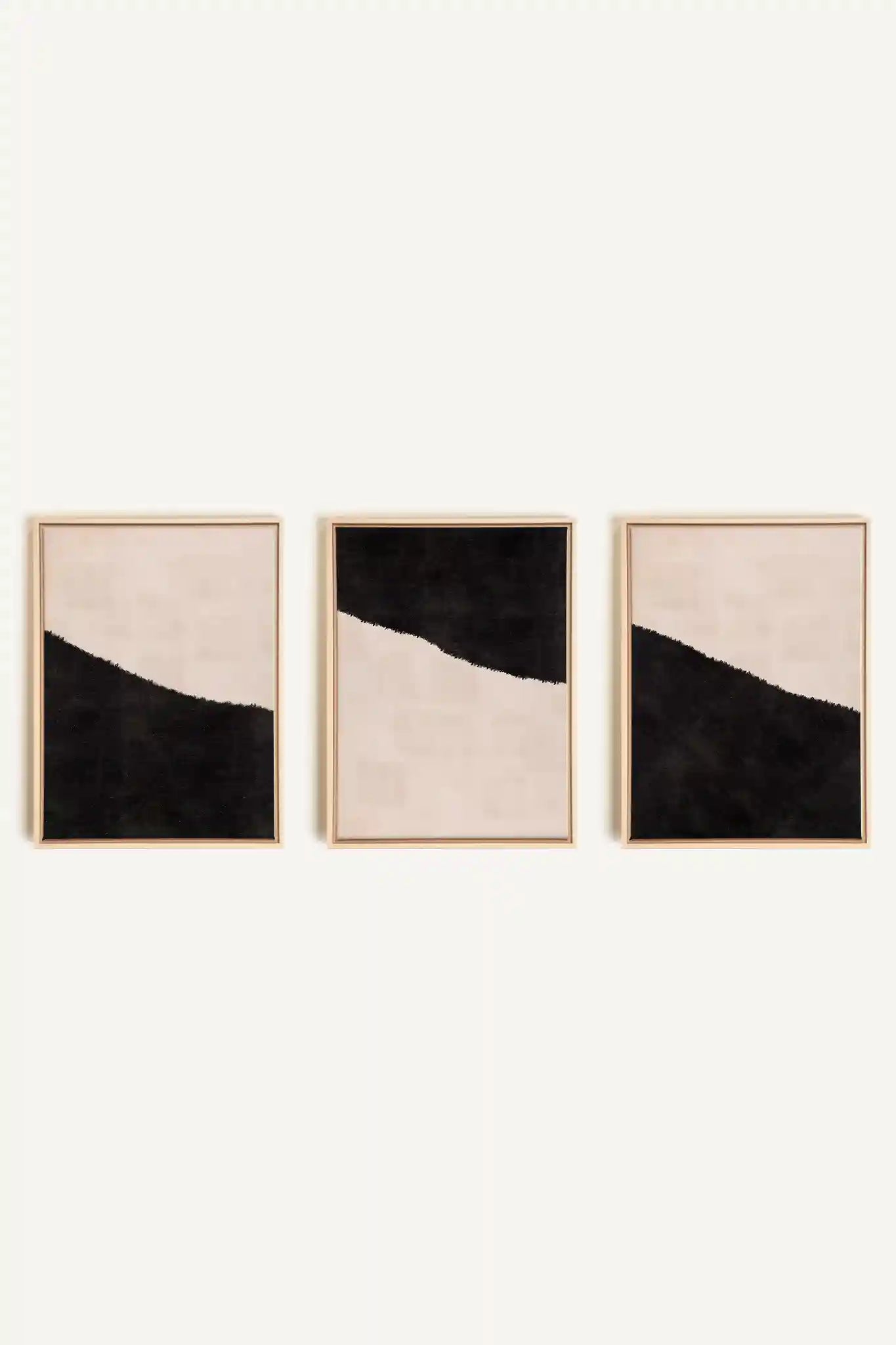 LUXE TRIO, 3 Oeuvres sur toile étirée, encadré Naturel Clair