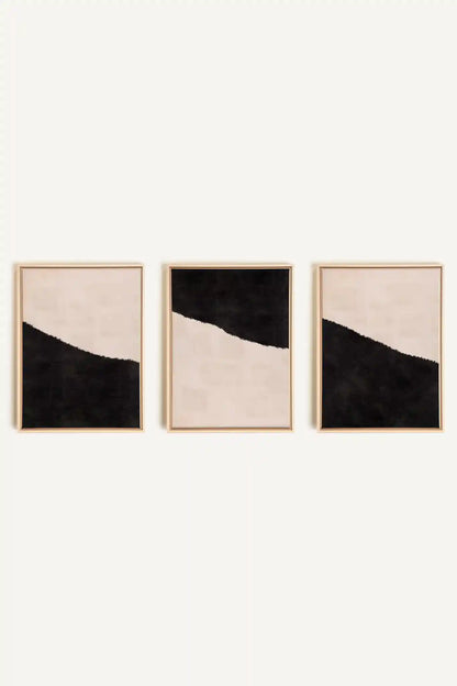 LUXE TRIO, 3 Oeuvres sur toile étirée, encadré Naturel Clair