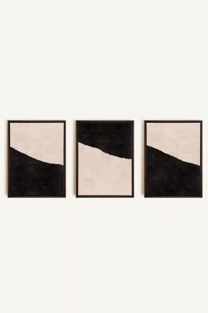 LUXE TRIO, 3 Oeuvres sur toile étirée, encadré Brun Noyer