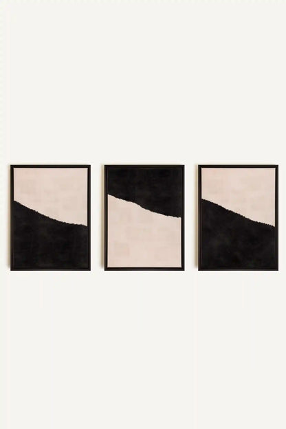 LUXE TRIO, 3 Works on stretched canvas, black framed