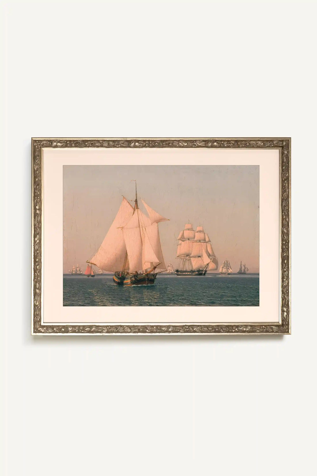 LA PROMESSE DES FLOTS, Artwork on rigid canvas, framed Vintage Silver