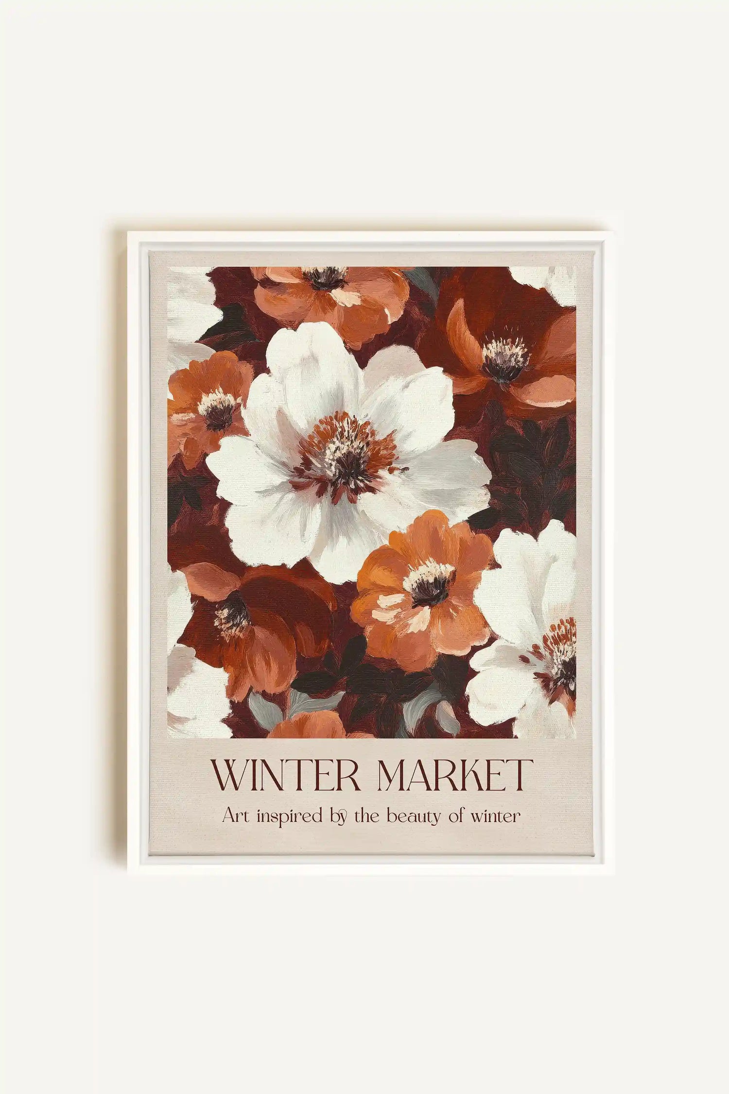MARCHÉ HIVERNAL I, Oeuvre sur toile étirée, encadré Blanc