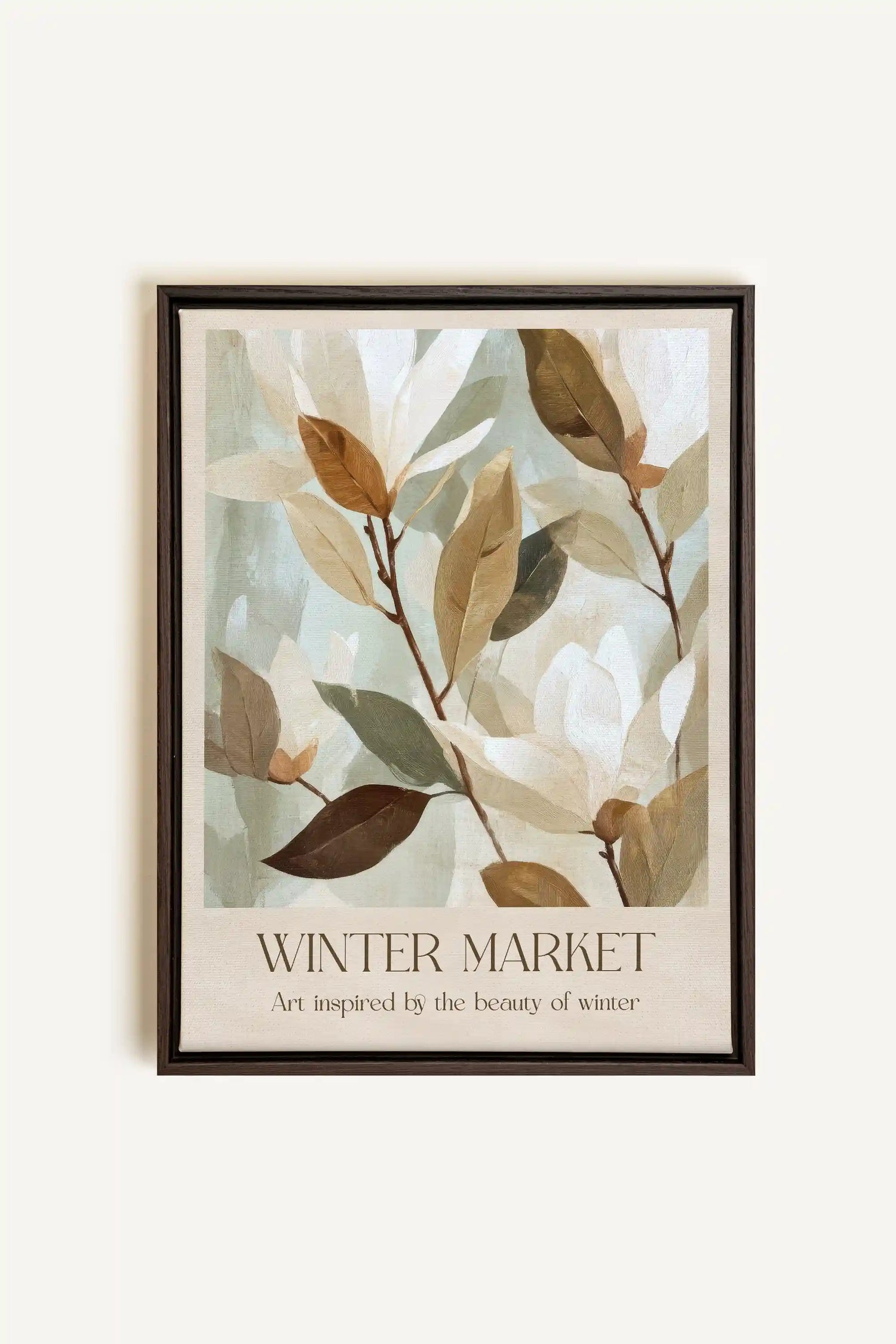 MARCHÉ HIVERNAL III, Artwork on stretched canvas, framed in Walnut Brown