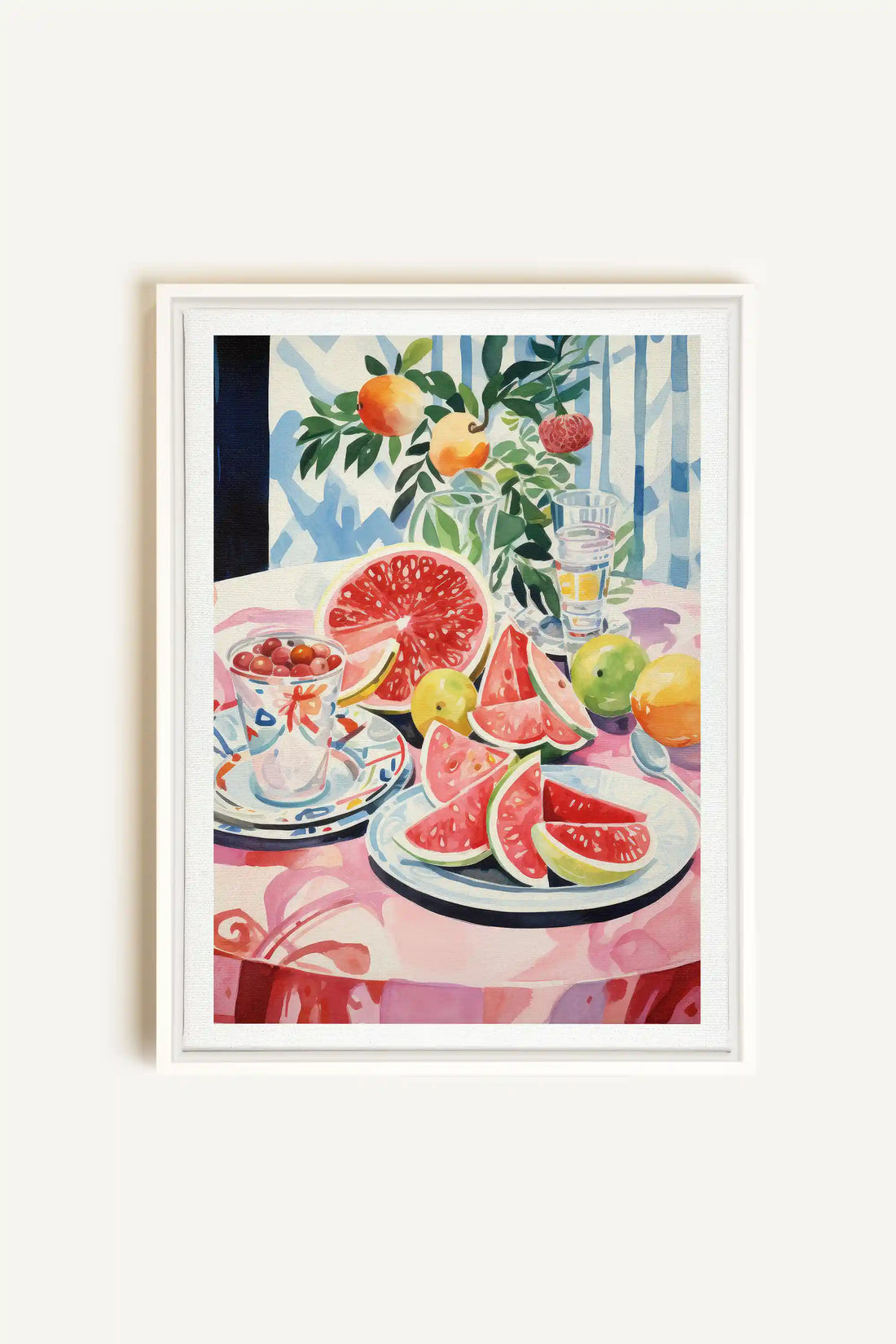 MELON OASIS HARVEST, Oeuvre sur toile étirée, encadré Blanc