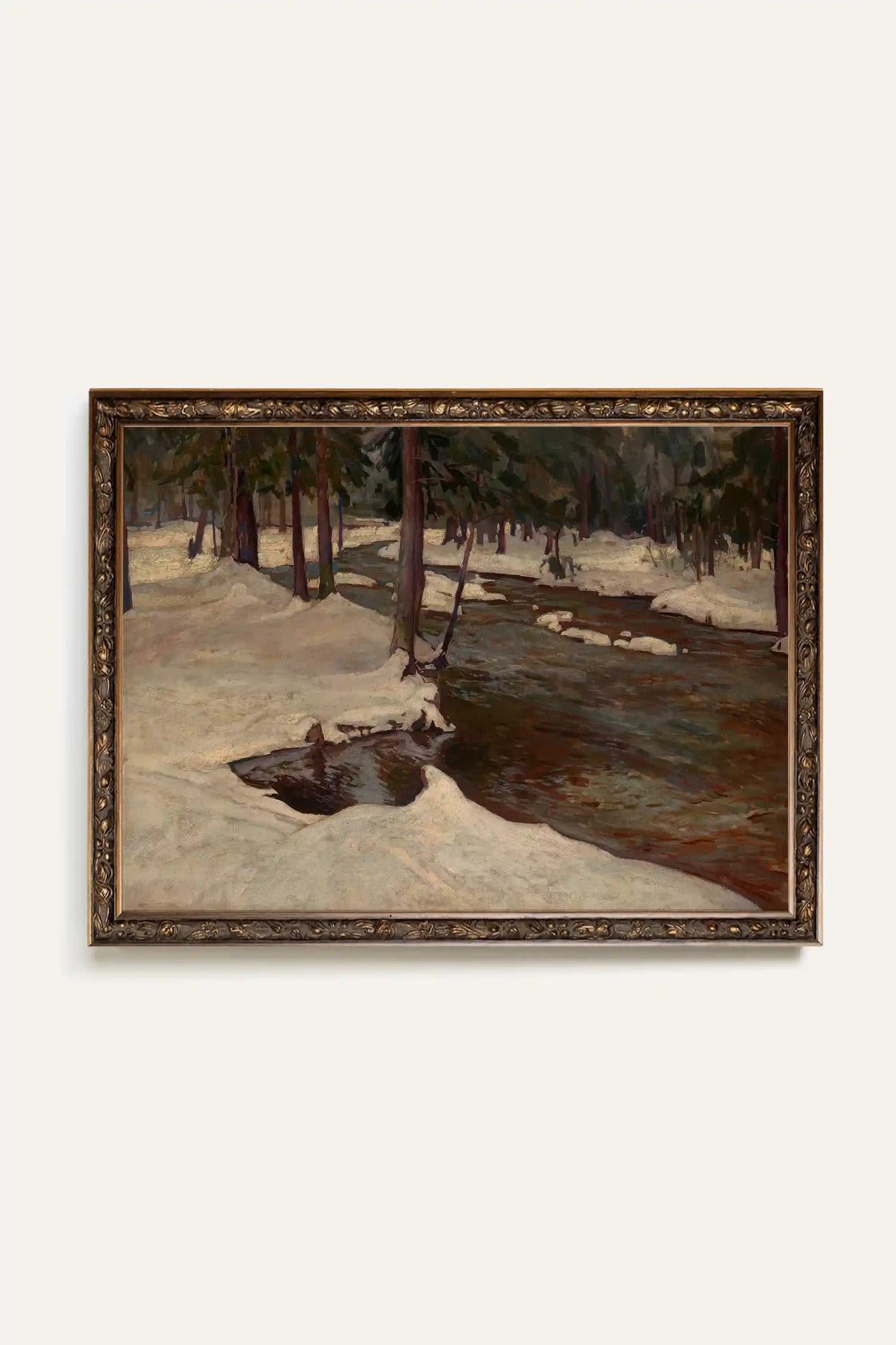 MELTING STREAM, Work on stretched canvas, framed Vintage Bronze