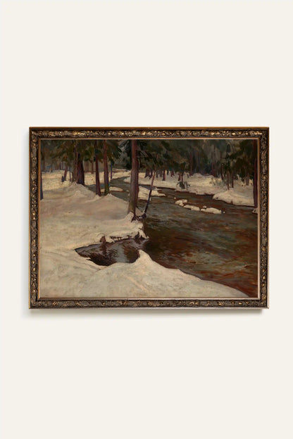 MELTING STREAM, Work on stretched canvas, framed Vintage Bronze
