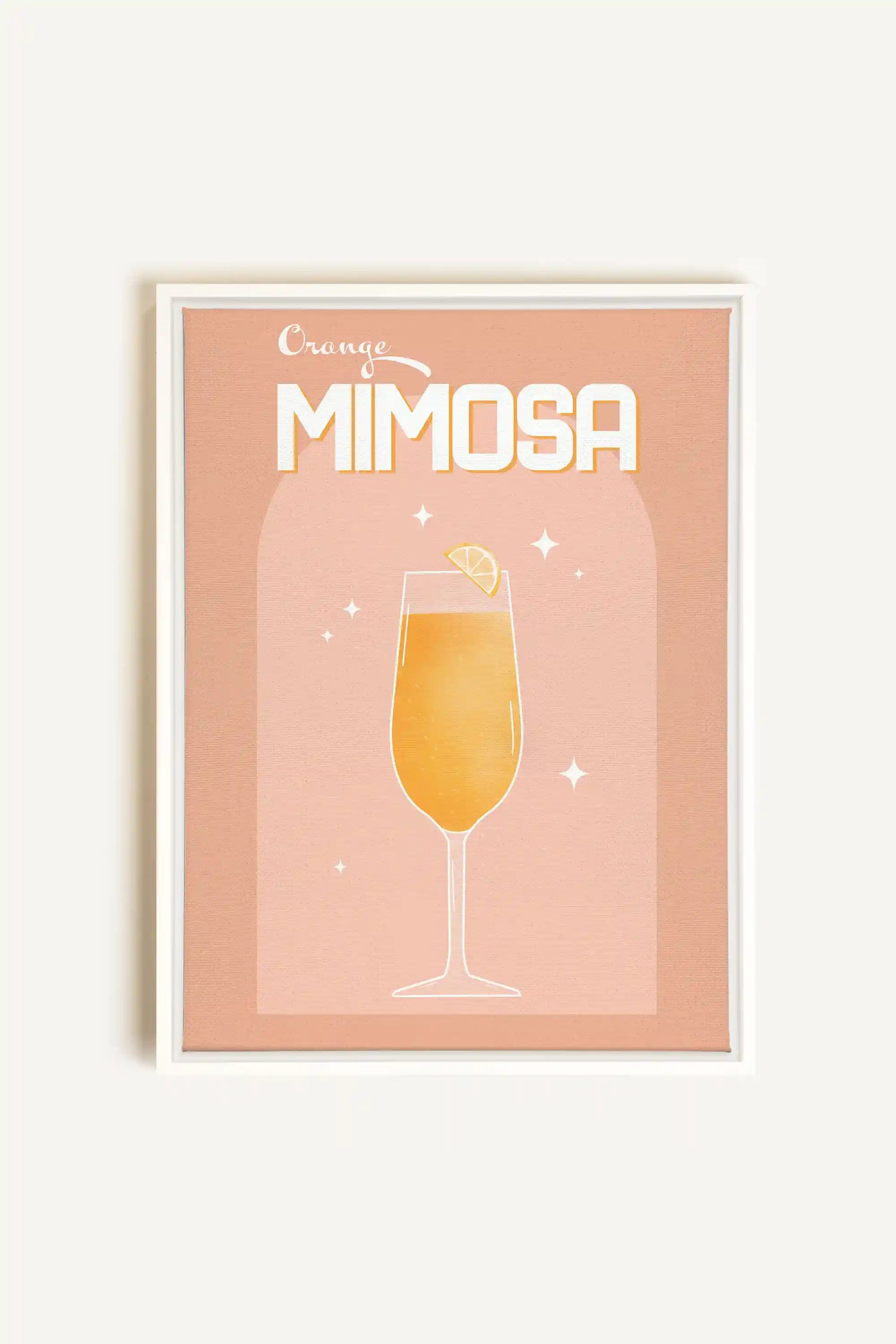 ORANGE MIMOSA, Oeuvre sur toile étirée, encadré Blanc