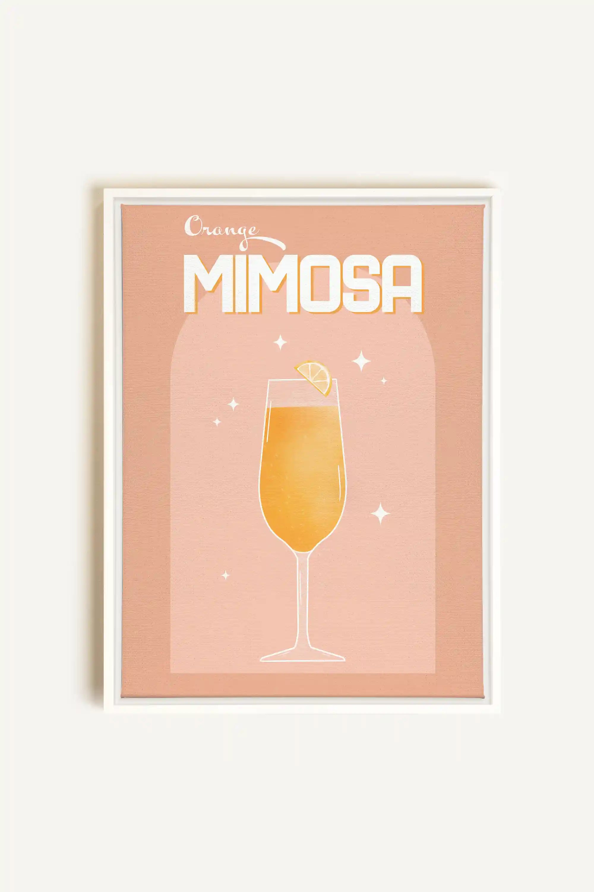 ORANGE MIMOSA, Oeuvre sur toile étirée, encadré Blanc