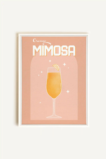 ORANGE MIMOSA, Oeuvre sur toile étirée, encadré Blanc