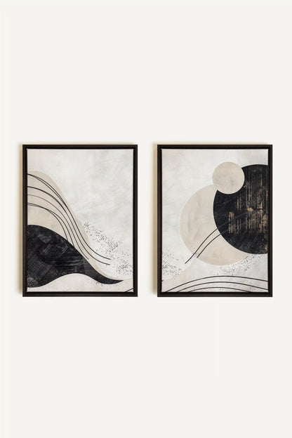 MINIMALIST UNIVERSE DUO, 2 Works on stretched canvas, black framed