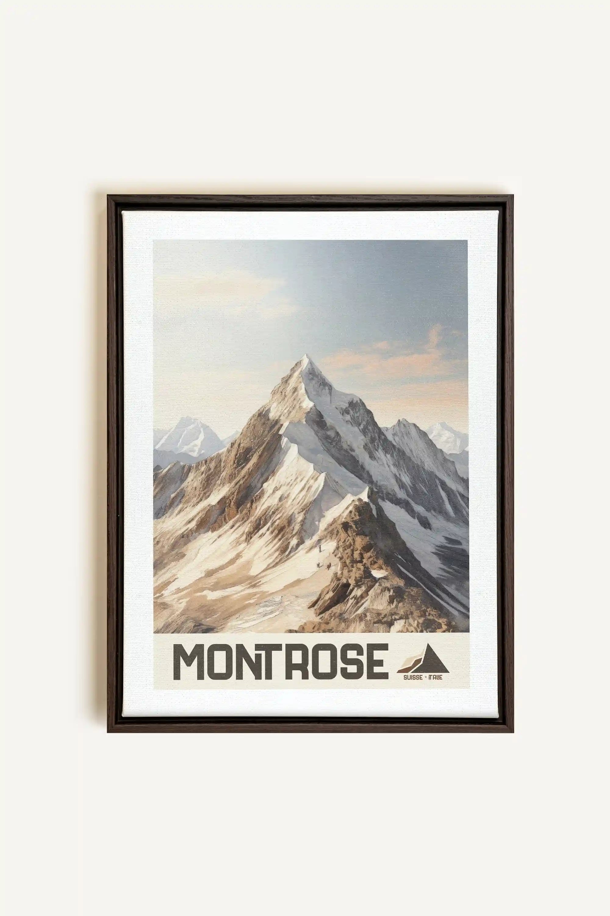 MONT ROSE, Oeuvre sur toile étirée, encadré Brun Noyer