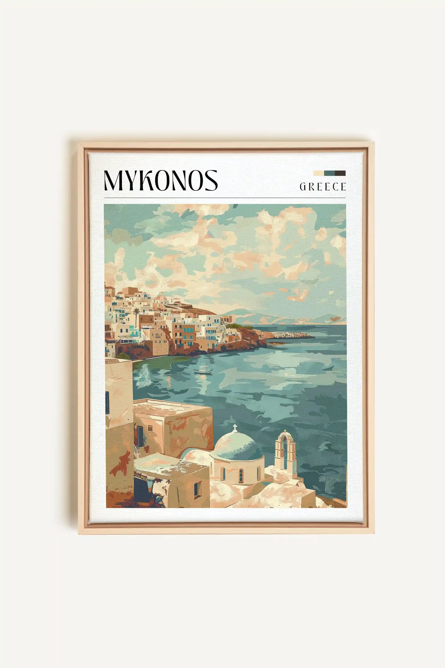 Mykonos, Artwork on stretched canvas, framed Natural Light