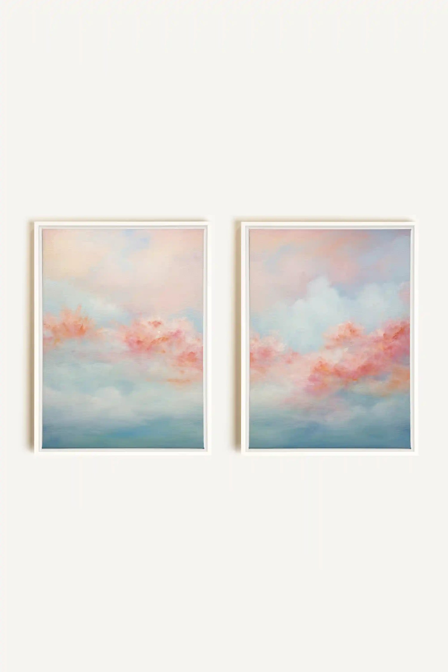 MYSTIC SUNSET DUO, 2 Works on stretched canvas, framed in white