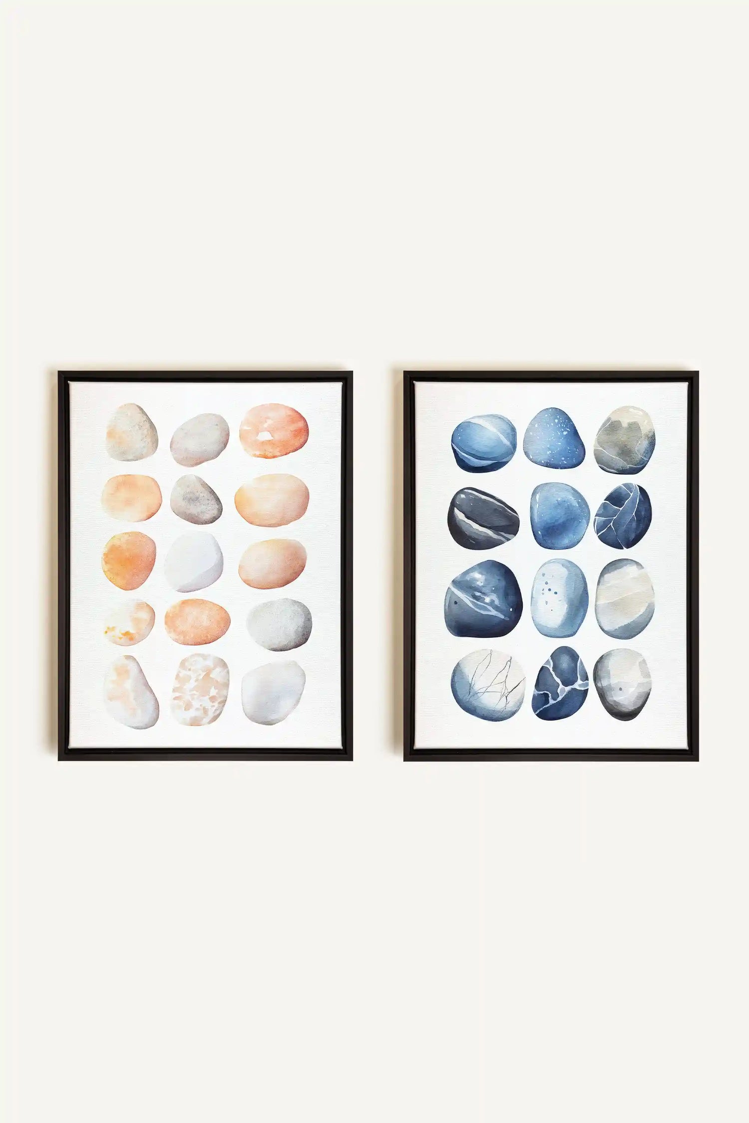 SHORELINE GEMS DUO, 2 Oeuvres sur toile étirée, encadré Noir