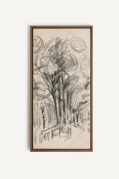 LIGNES DU VENT, Oeuvre sur toile étirée, encadré Brun Chêne