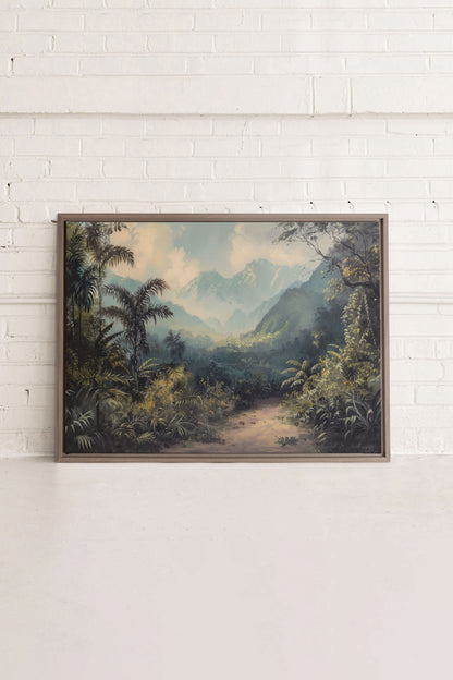GOLDEN REALM, Oeuvre sur toile étirée, encadré Brun Chêne