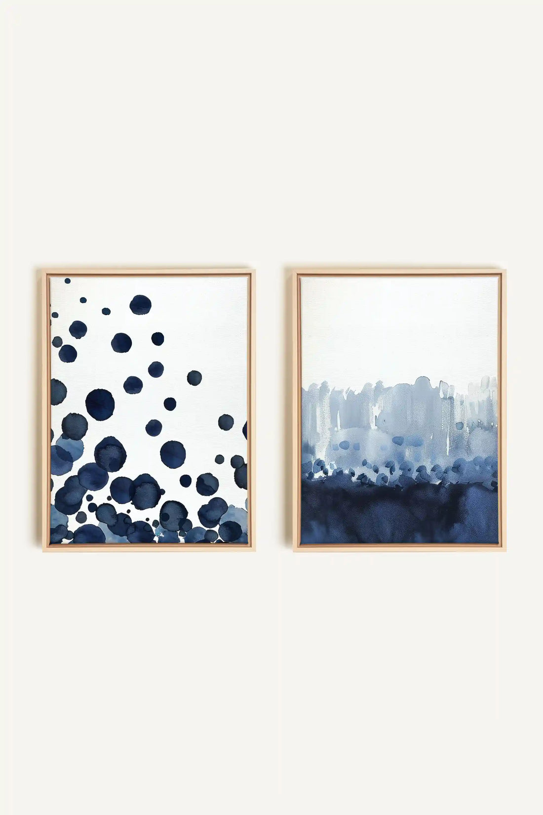 OCEAN MIST DUO, 2 Artworks on stretched canvas, framed Natural Light