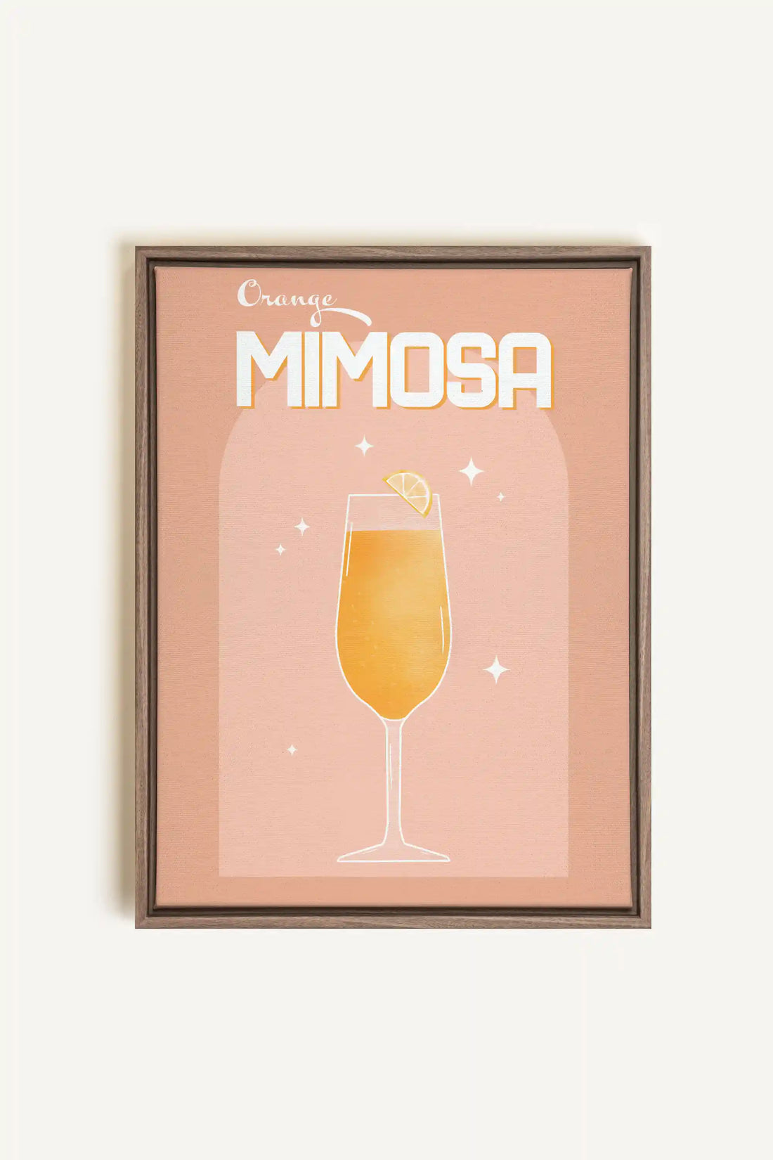 ORANGE MIMOSA, Oeuvre sur toile étirée, encadré Brun Chêne