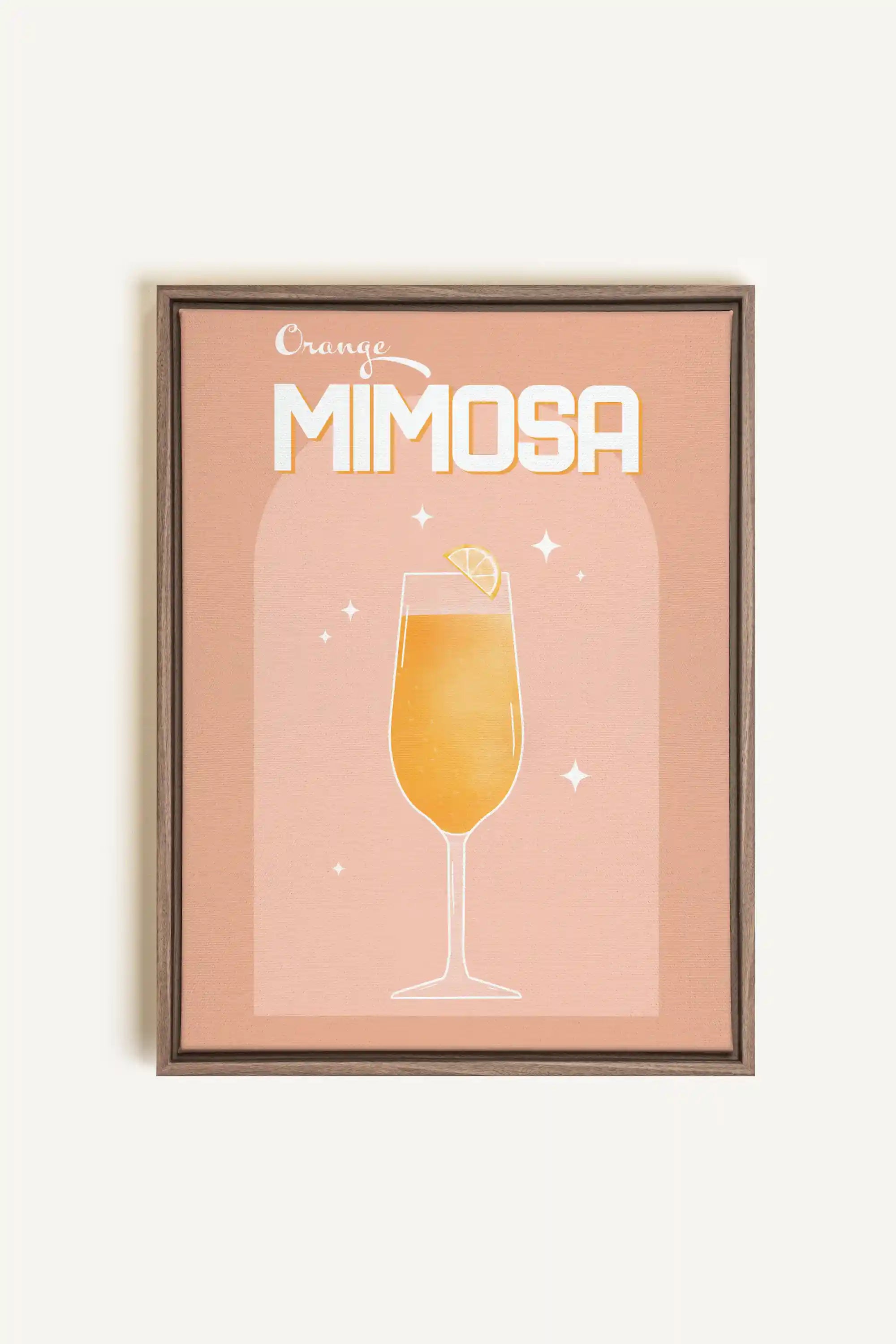 ORANGE MIMOSA, Oeuvre sur toile étirée, encadré Brun Chêne