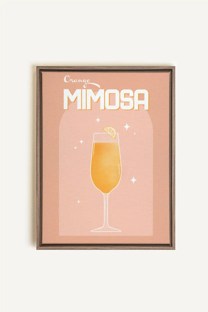 ORANGE MIMOSA, Oeuvre sur toile étirée, encadré Brun Chêne
