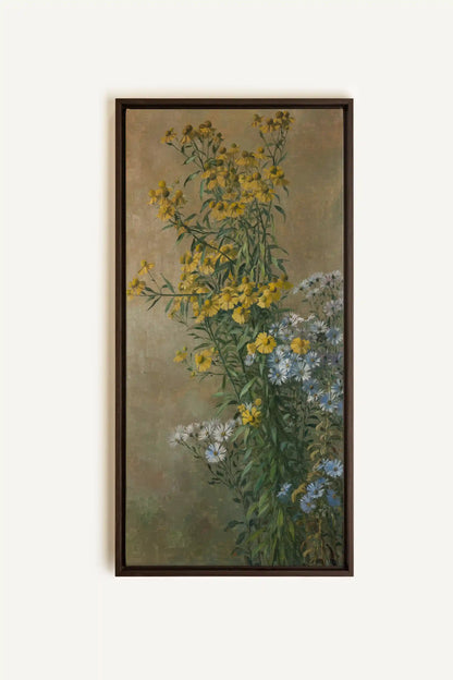 OR DES CHAMPS, Oeuvre sur toile étirée, encadré Brun Noyer