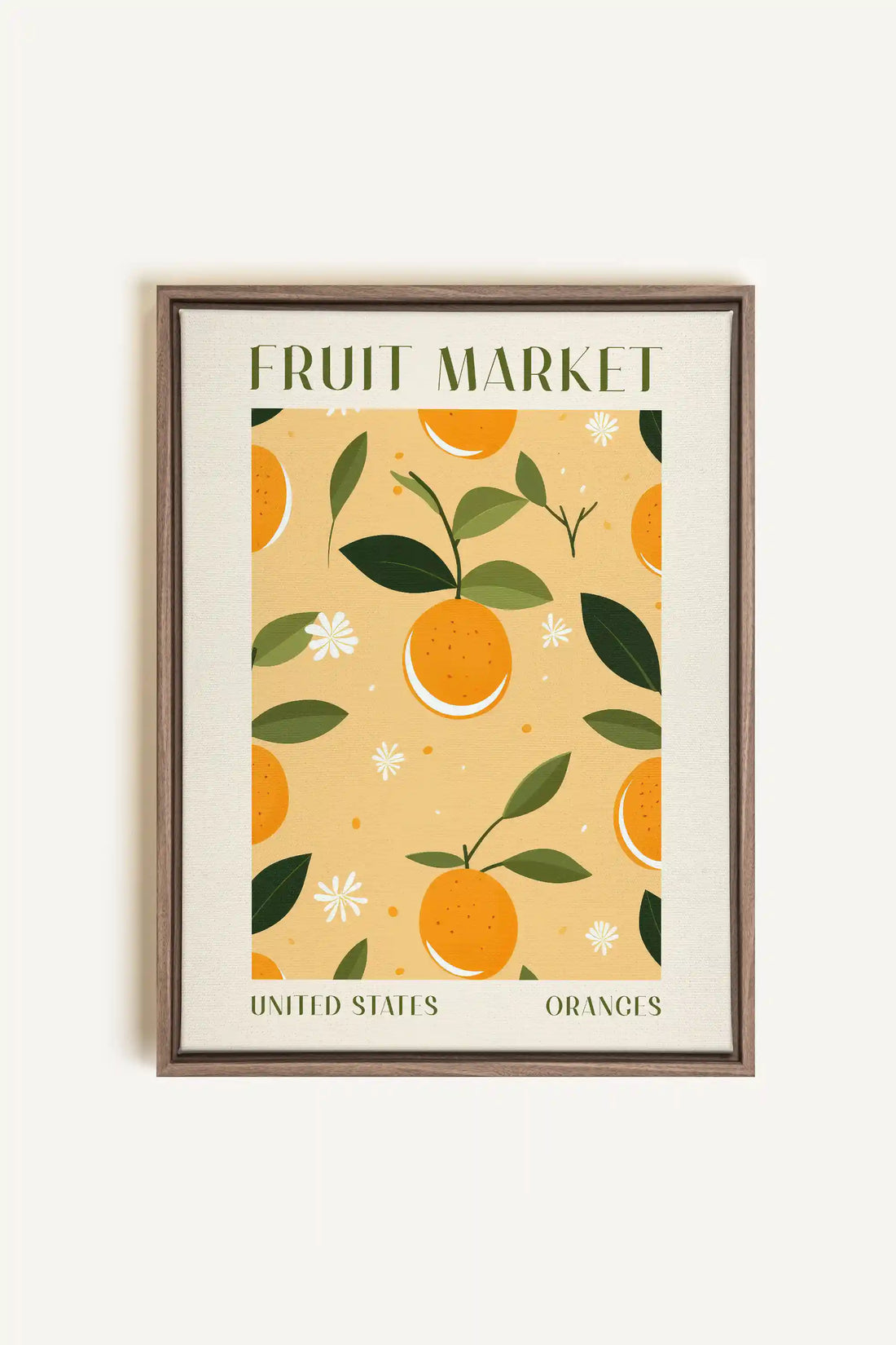 ORANGE TANGO, Oeuvre sur toile étirée, encadré Brun Chêne
