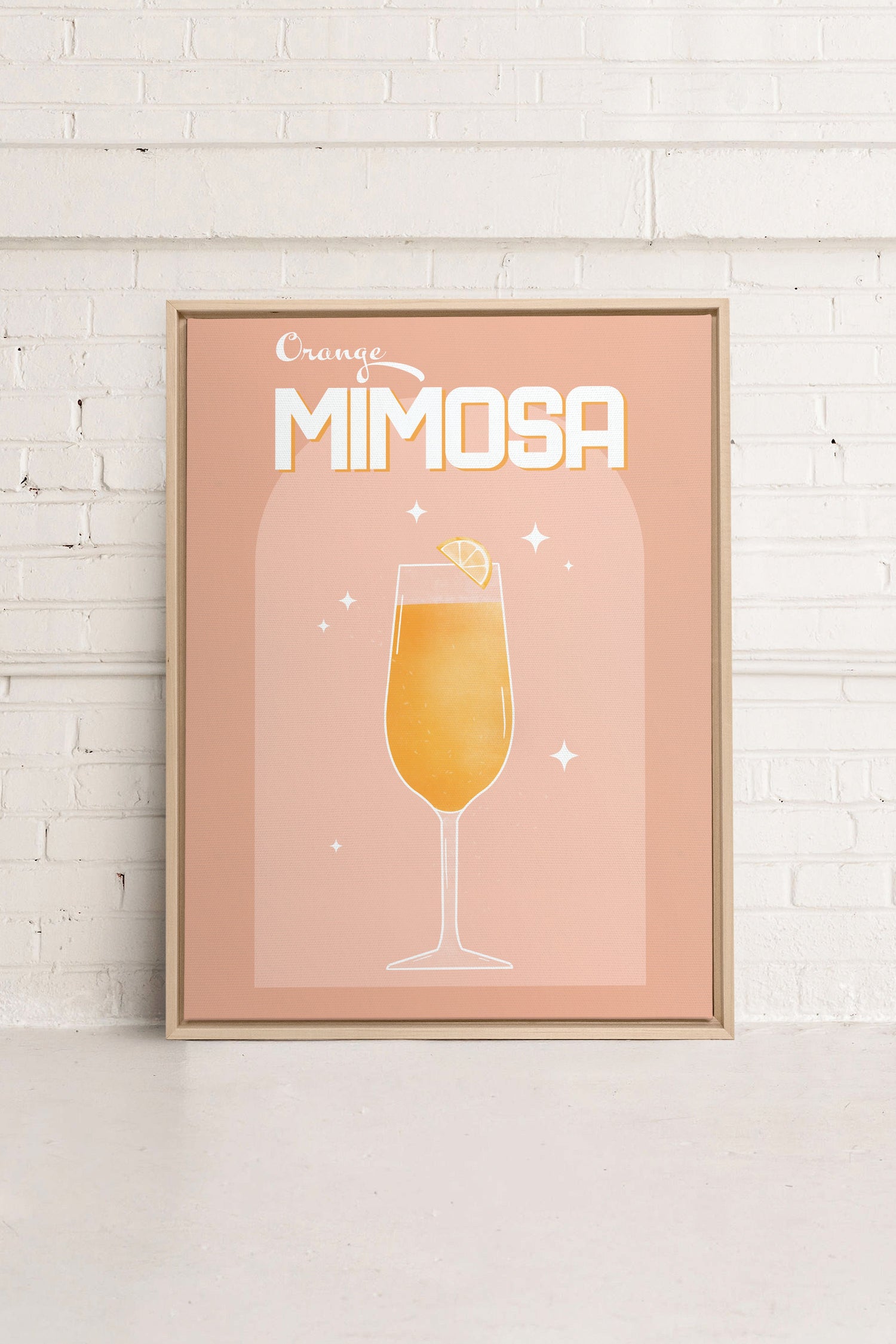 ORANGE MIMOSA, Artwork on stretched canvas, framed Natural Light