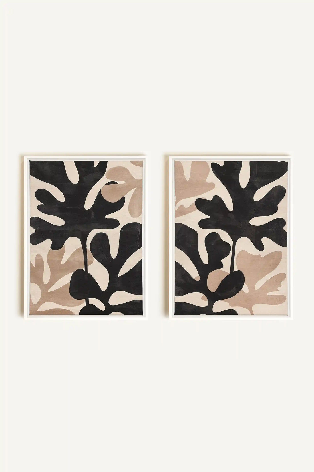 ORGANIC SHADOWS DUO, 2 Oeuvres sur toile étirée, encadré Blanc