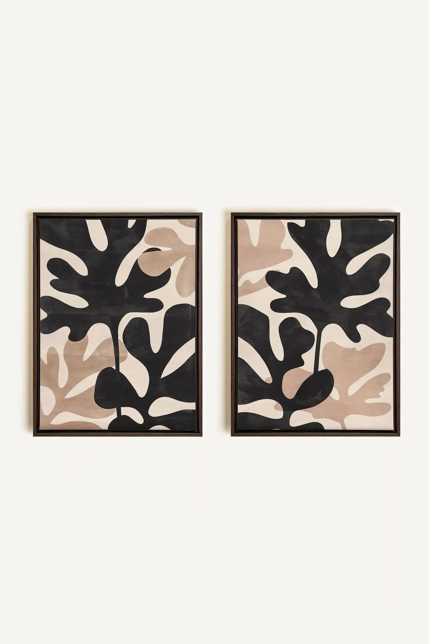 ORGANIC SHADOWS DUO, 2 Oeuvres sur toile étirée, encadré Brun Noyer