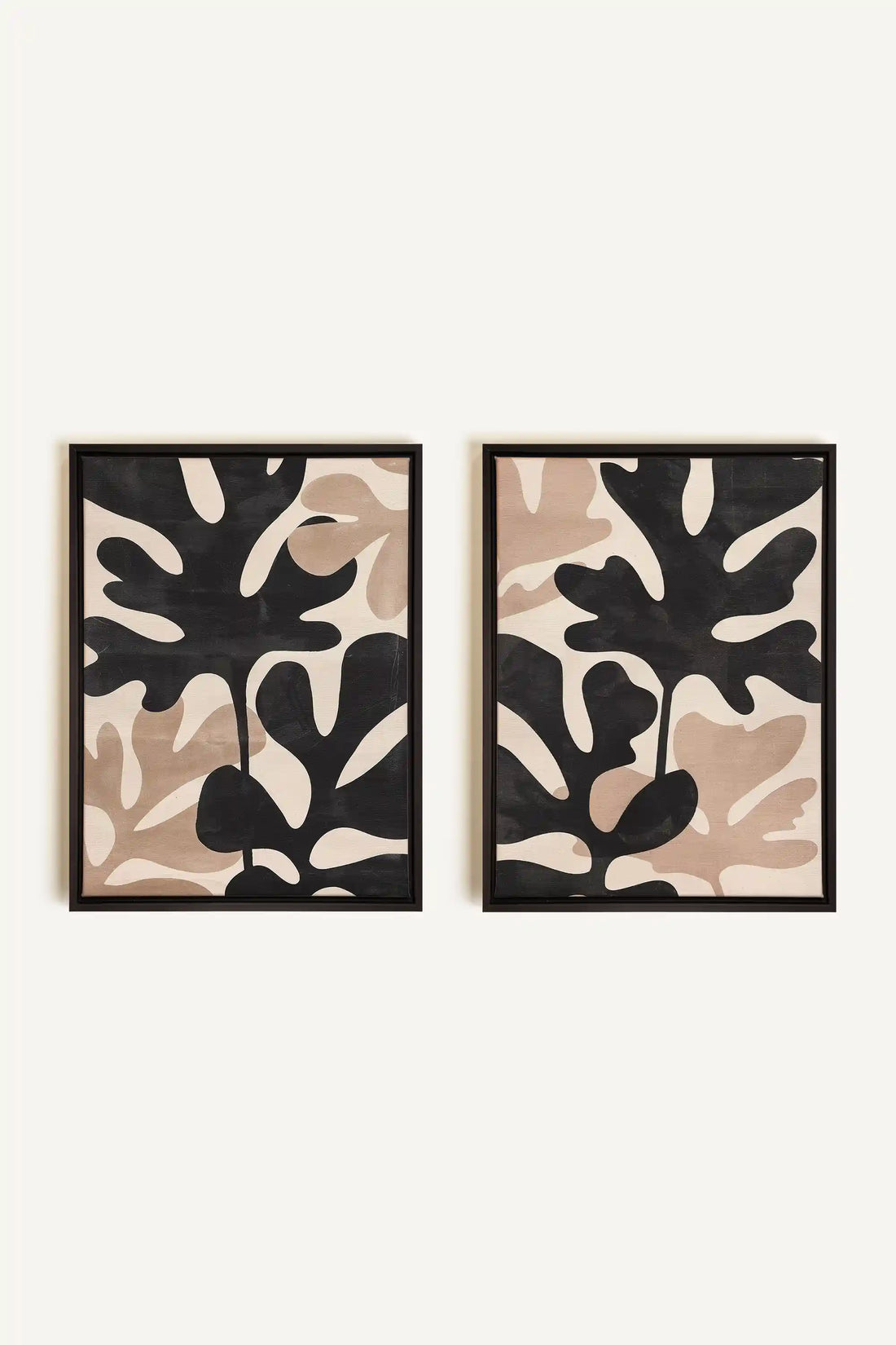 ORGANIC SHADOWS DUO, 2 Oeuvres sur toile étirée, encadré Noir