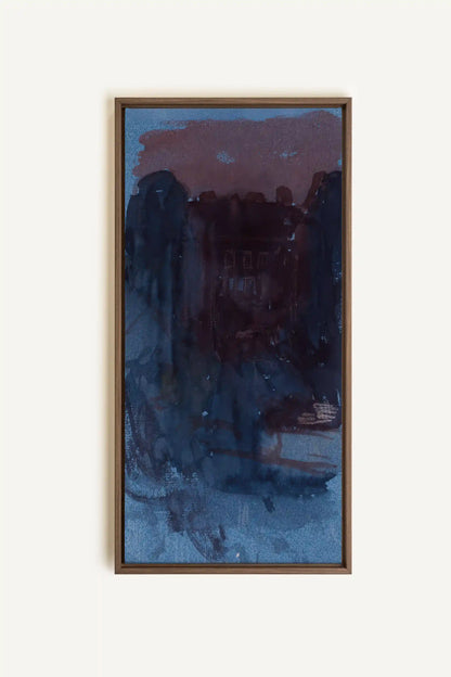 BURNT NIGHTFALL, Artwork on stretched canvas, framed in Brown Oak