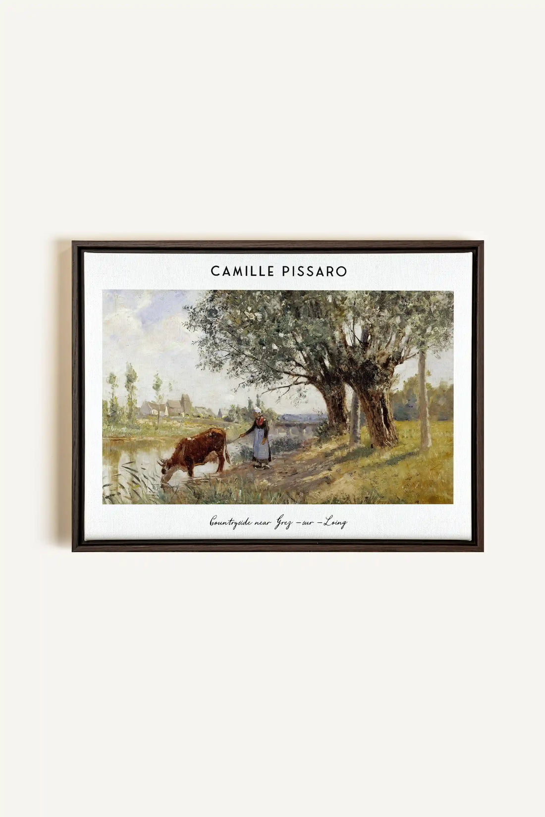 PISSARO, Oeuvre sur toile étirée, encadré Brun Noyer