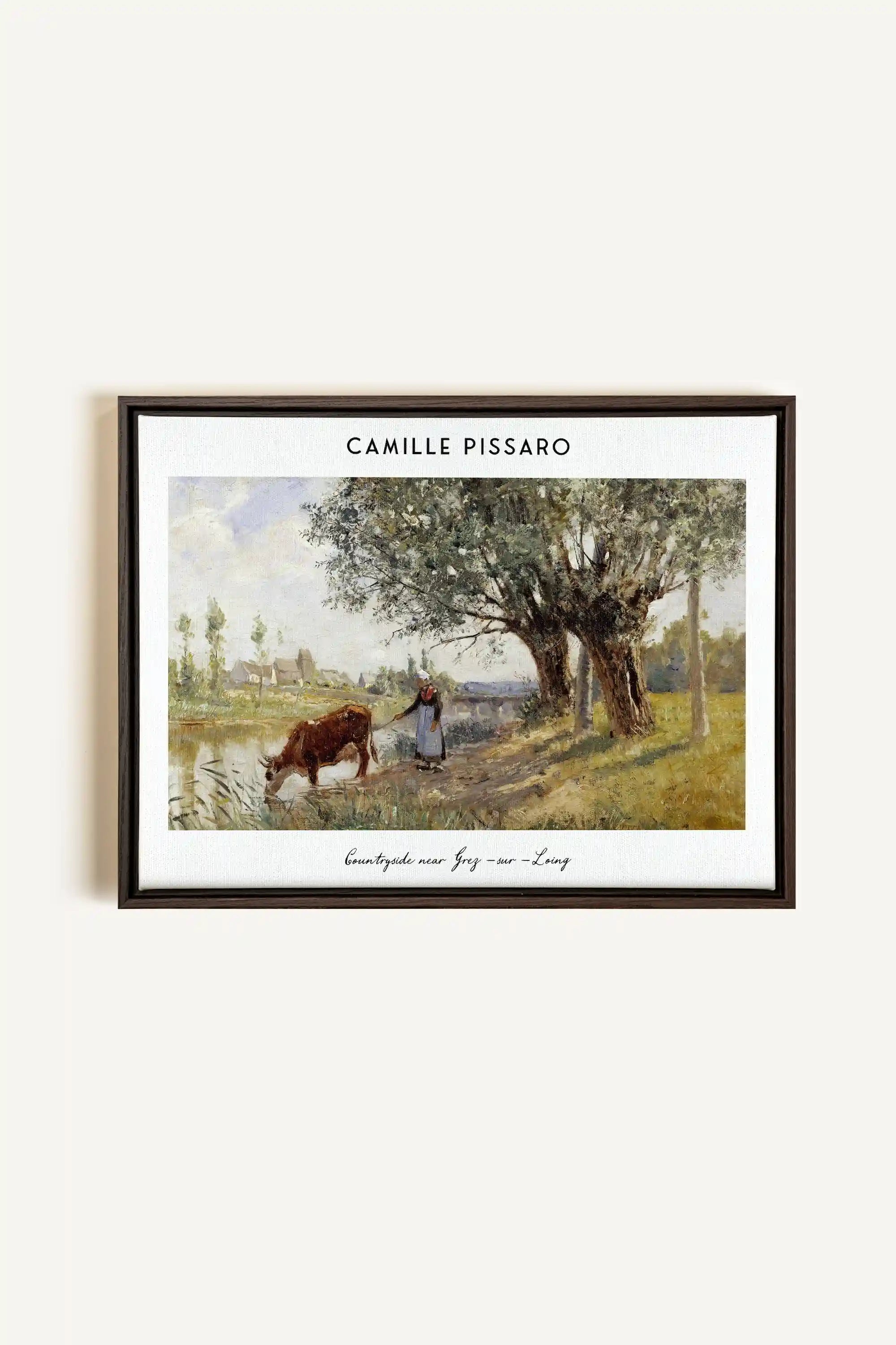 PISSARO, Oeuvre sur toile étirée, encadré Brun Noyer