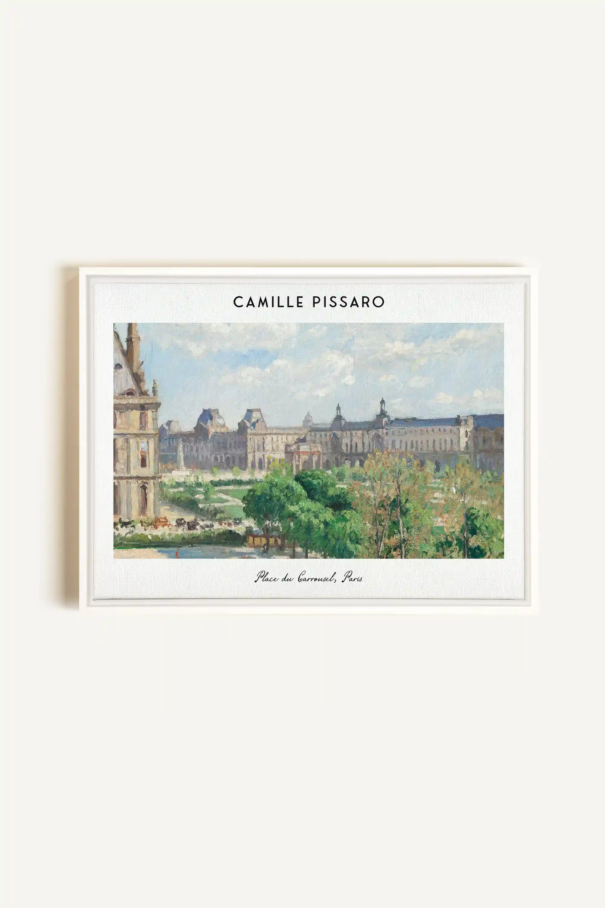 PLACE DU CARROUSEL, Artwork on stretched canvas, framed in white