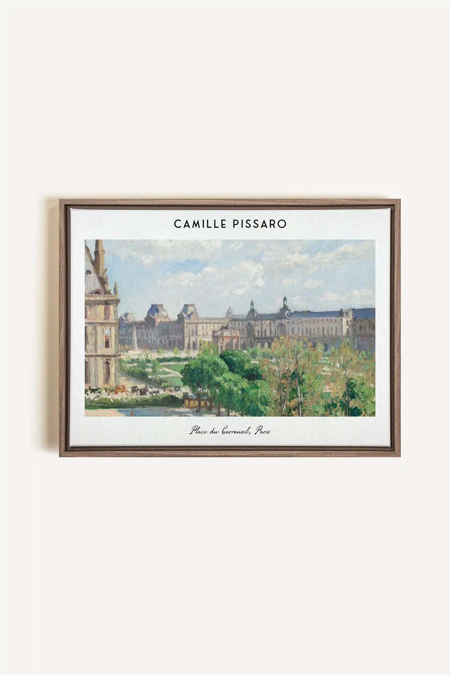 PLACE DU CARROUSEL, Oeuvre sur toile étirée, encadré Brun Chêne