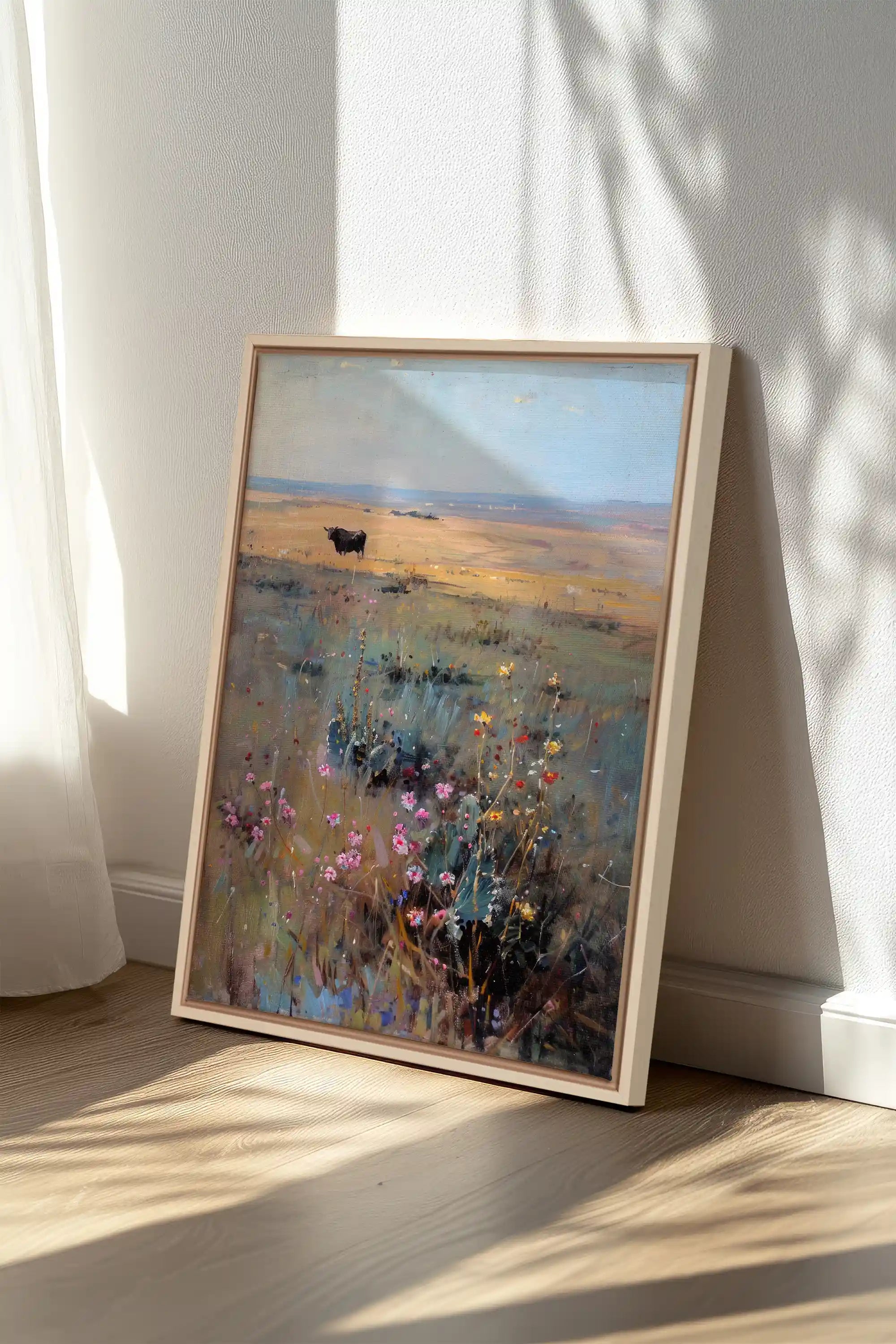 RAINBOW FIELD, Oeuvre sur toile étirée, encadré Naturel Clair