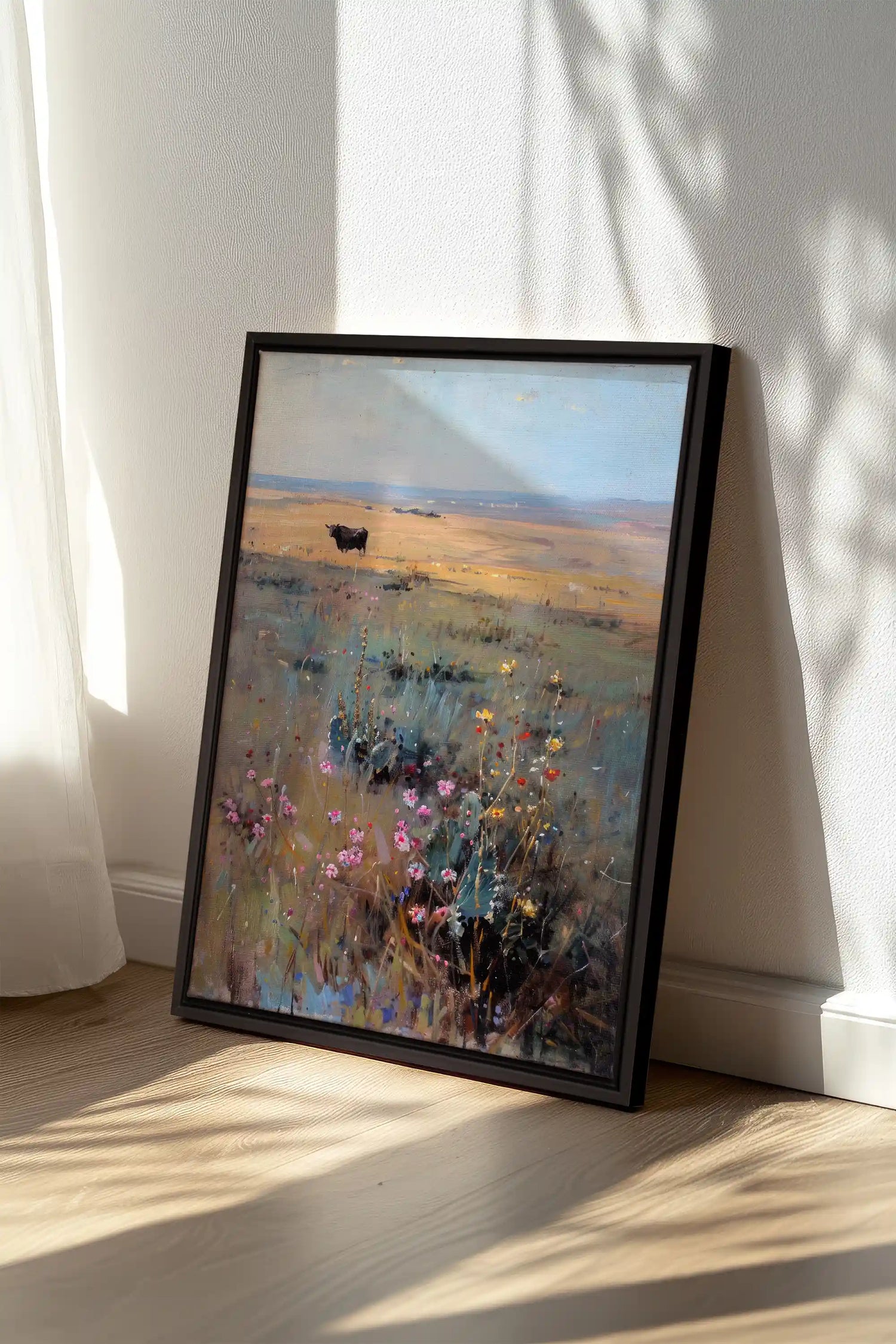 RAINBOW FIELD, Artwork on stretched canvas, framed in black