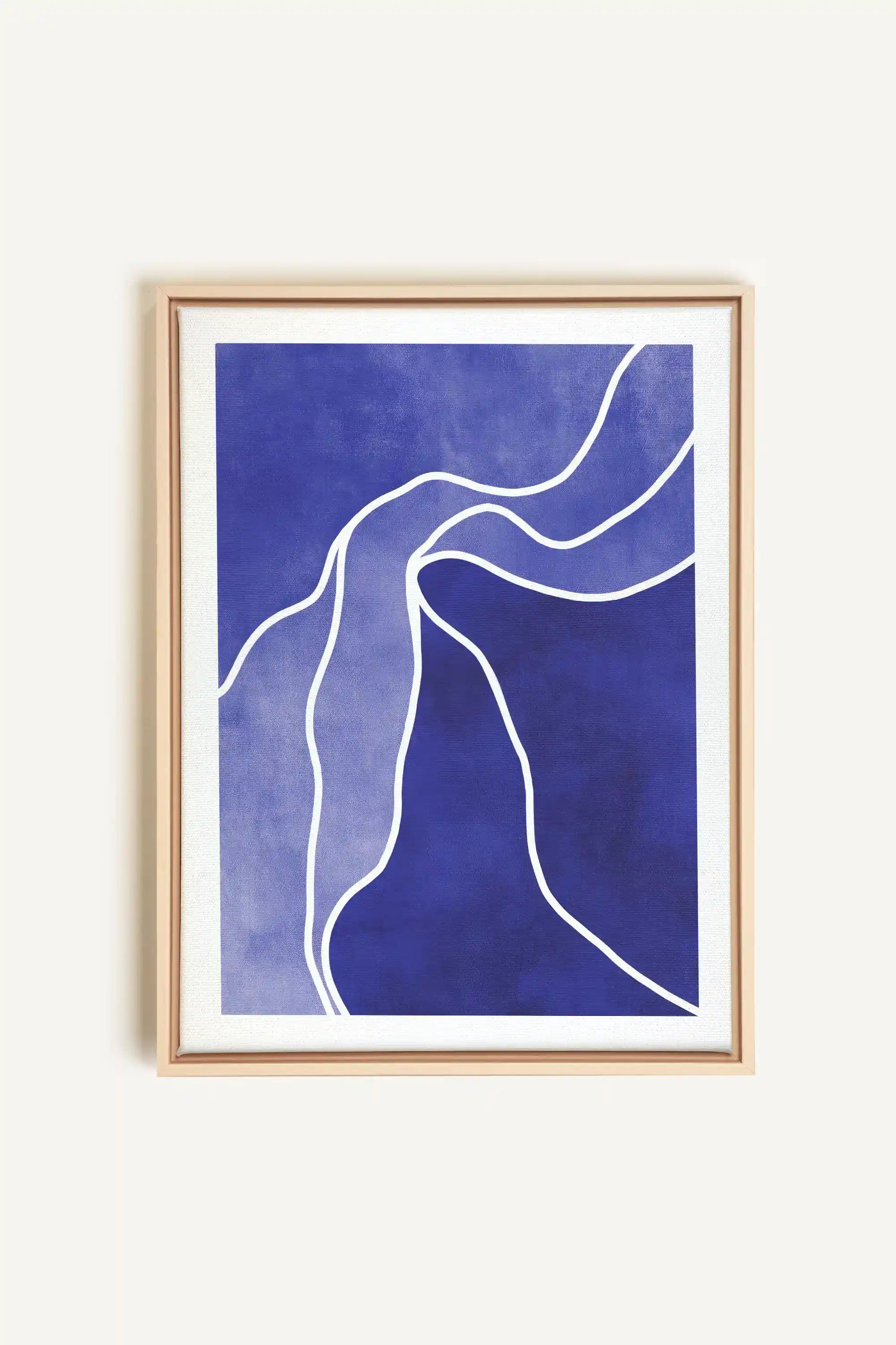 REFLET INDIGO, Artwork on stretched canvas, framed Natural Light