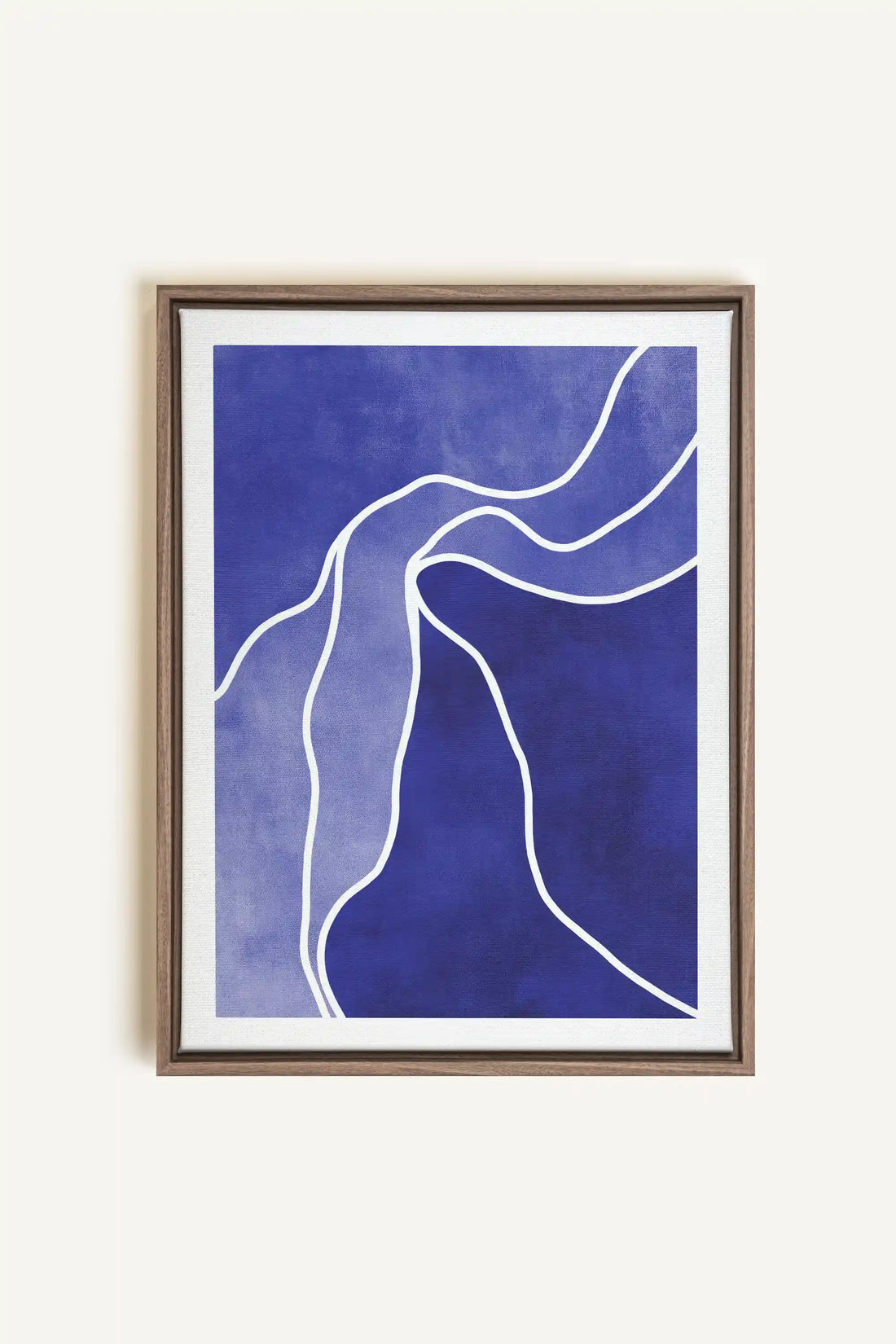 REFLET INDIGO, Oeuvre sur toile étirée, encadré Brun Chêne