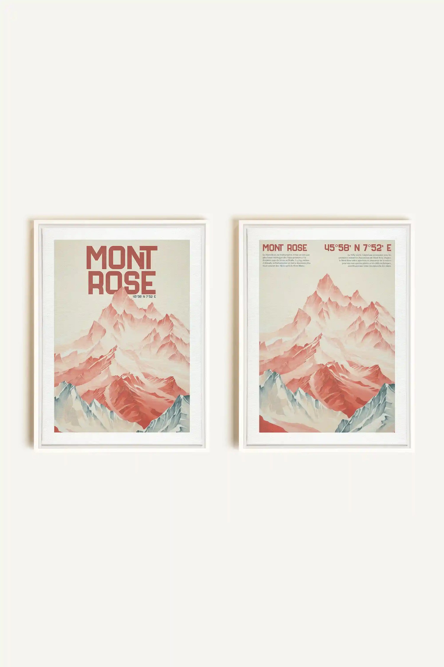 DUO ROSE SUMMIT, 2 Works on stretched canvas, framed in White