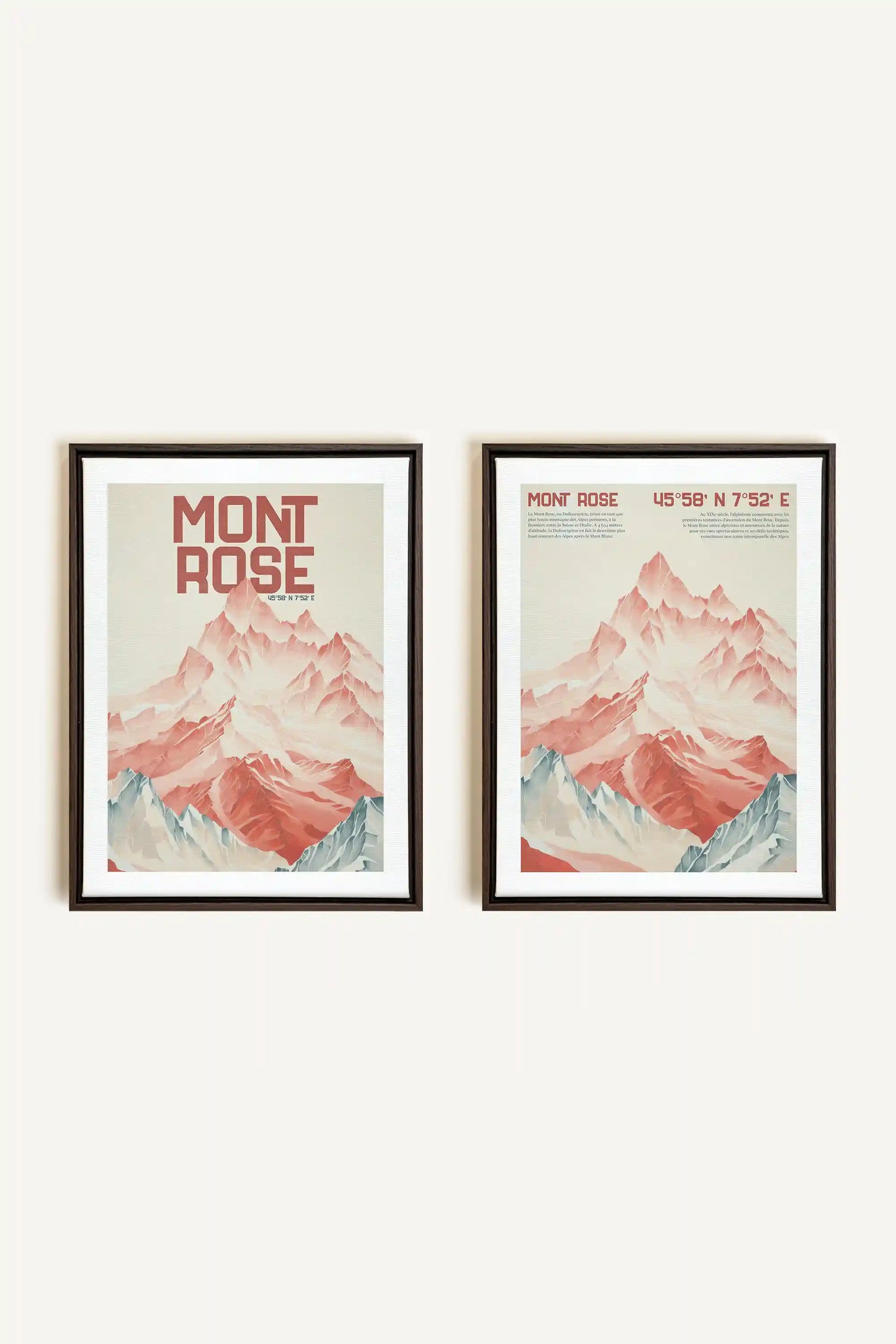 DUO ROSE SUMMIT, 2 Works on stretched canvas, framed in Walnut Brown