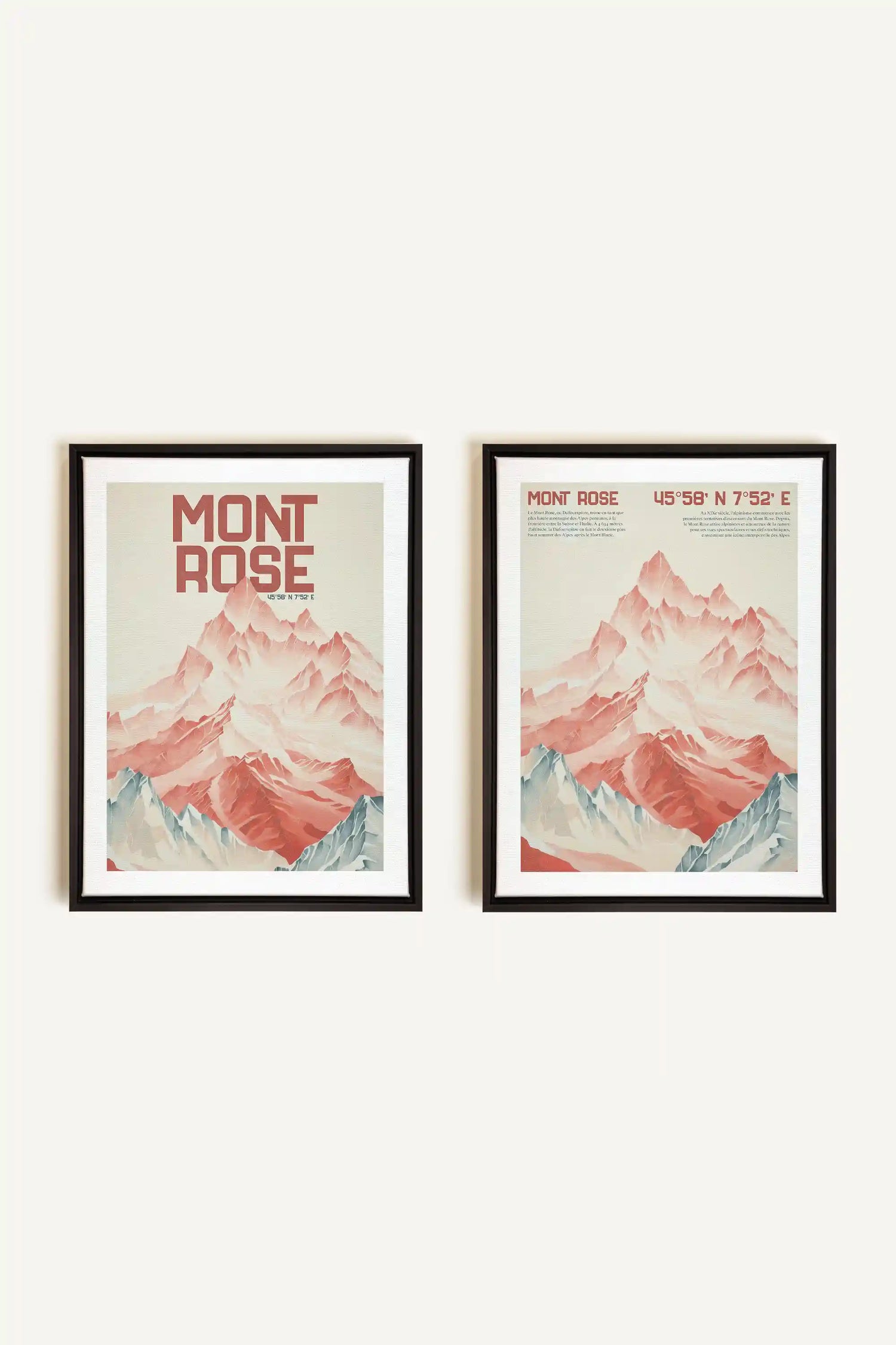 DUO ROSE SUMMIT, 2 Works on stretched canvas, Black framed
