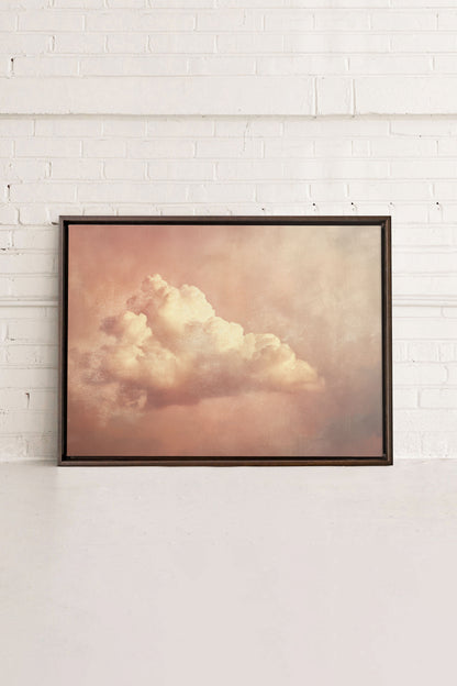 OLEKA CANVAS - ROSE MIST, Oeuvre sur toile étirée, encadré Brun Noyer