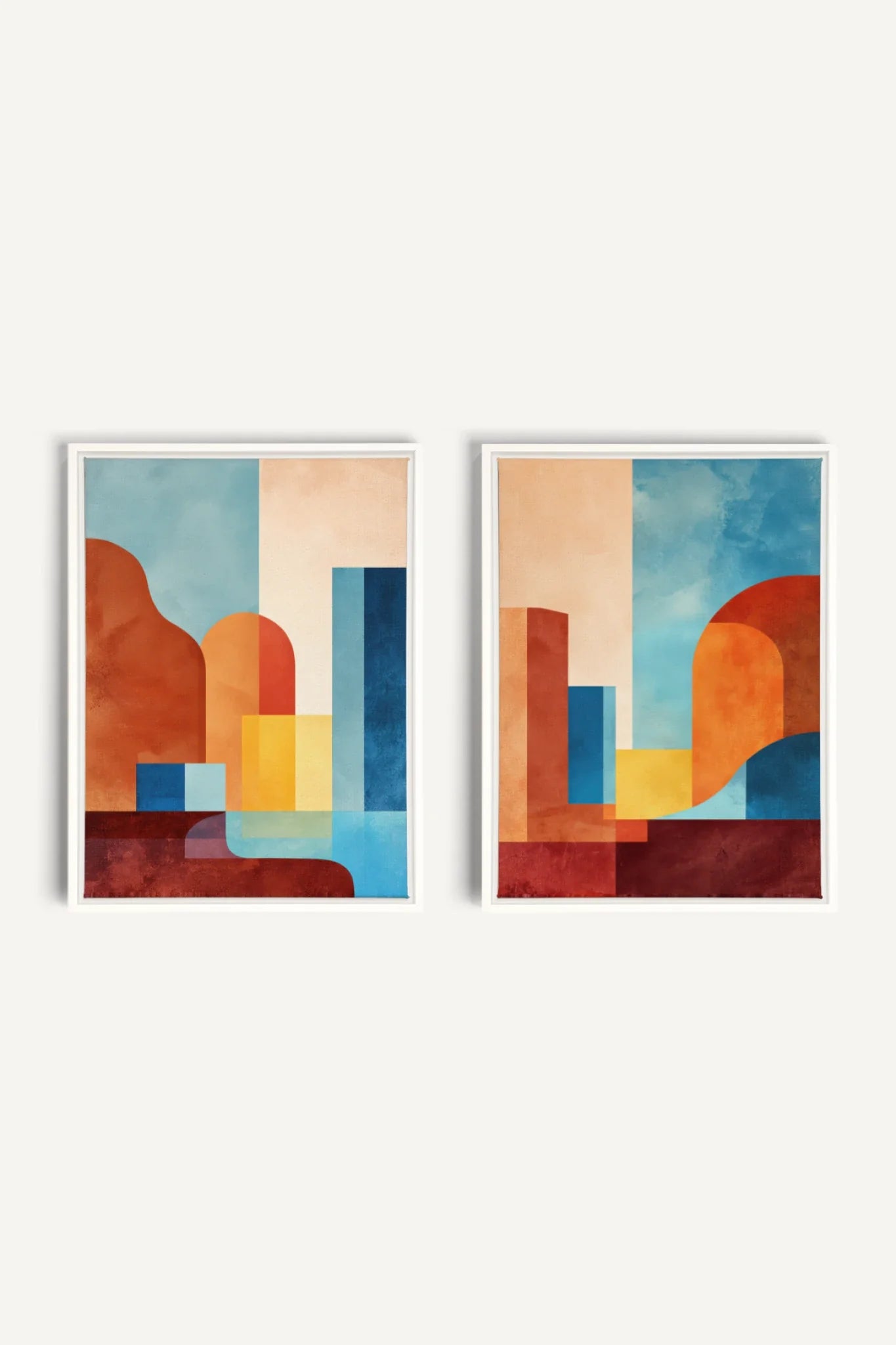RETRO ARCH DUO, 2 Oeuvres sur toile étirée, encadré Blanc