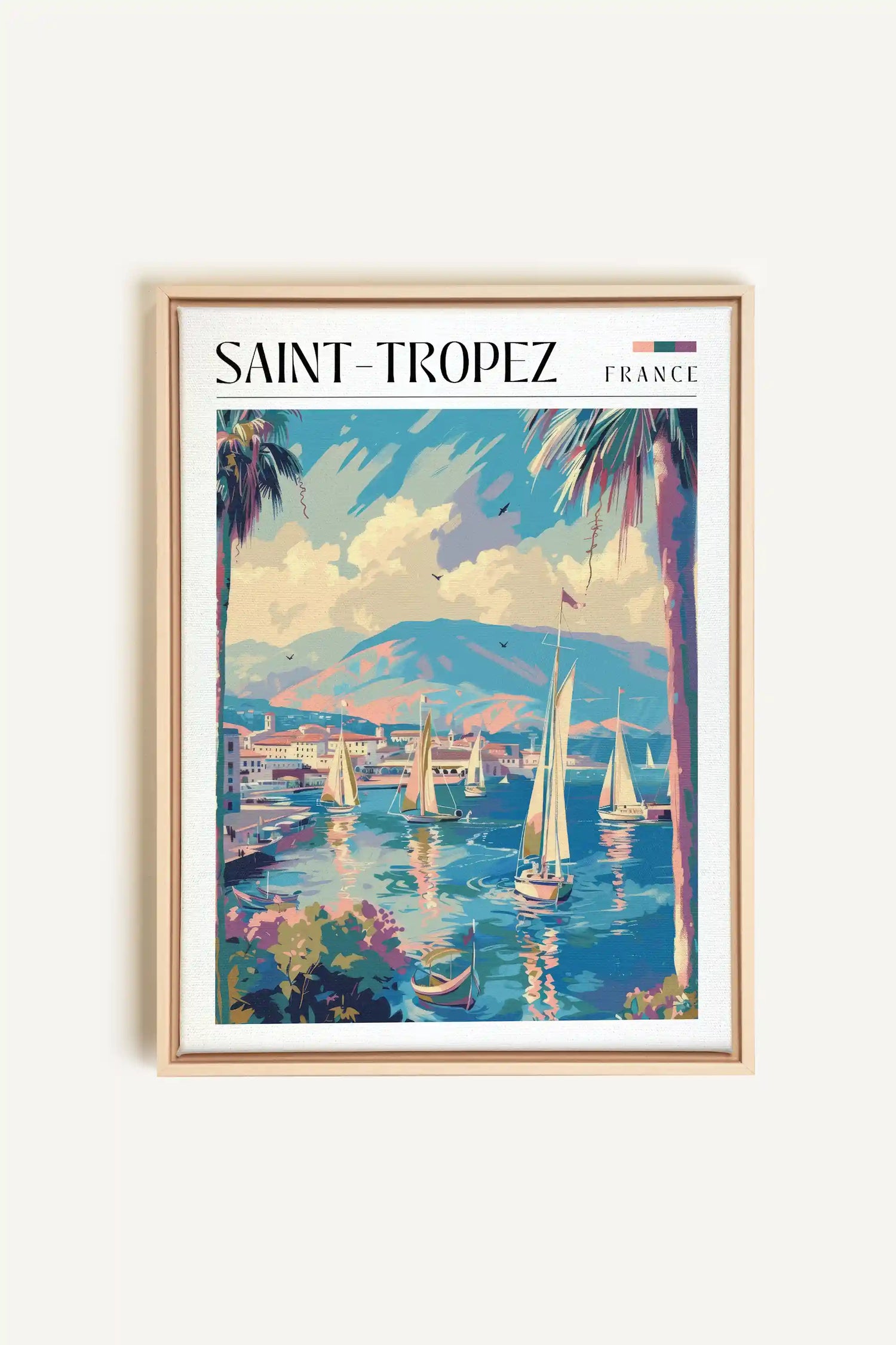 Saint-Tropez, Artwork on stretched canvas, framed Natural Light